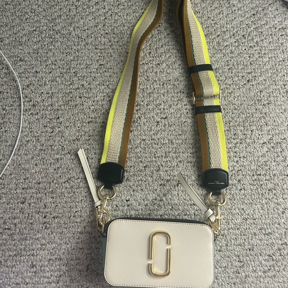 Marc Jacobs Cream Crossbody Bag with Yellow and Brown Strap